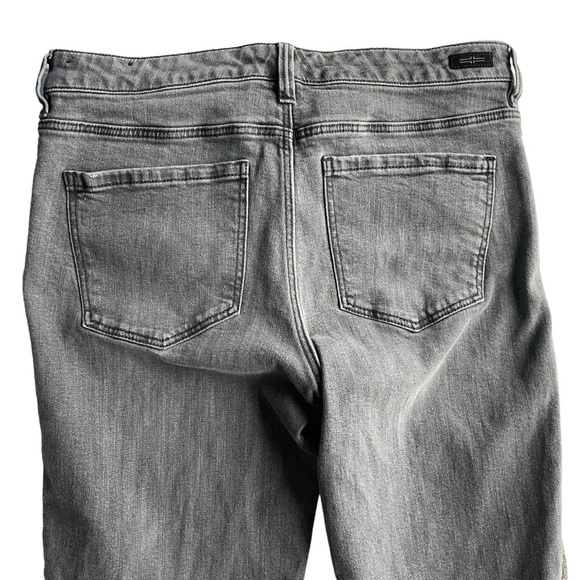 Liverpool Crop Straight Jean Ankle denim Gray Size 10 Bling Side Stripe Fray hem - Picture 8 of 9